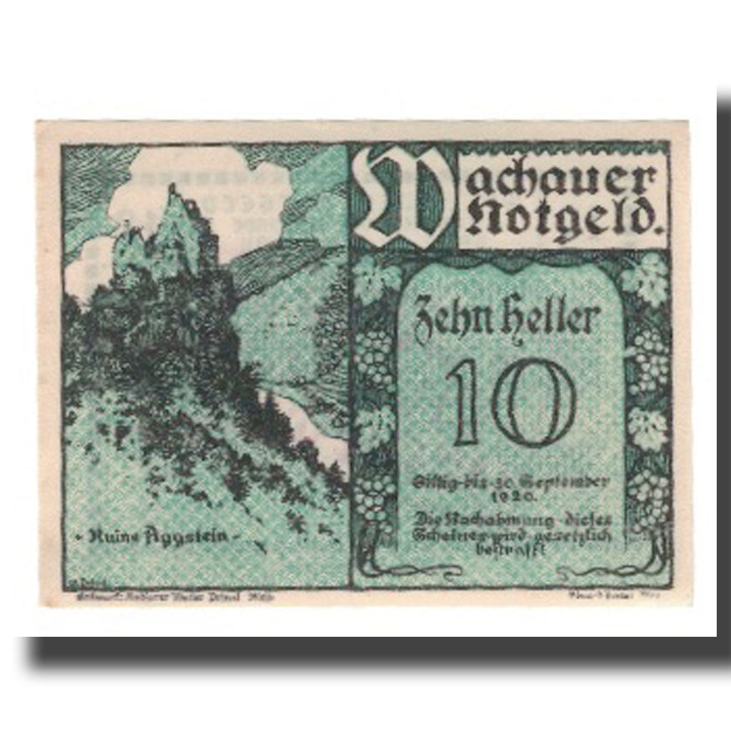 Banknote, Austria, Wachauer Notgeld-Aggstein N.Ö. Gemeinde, 10 Heller, texte 1