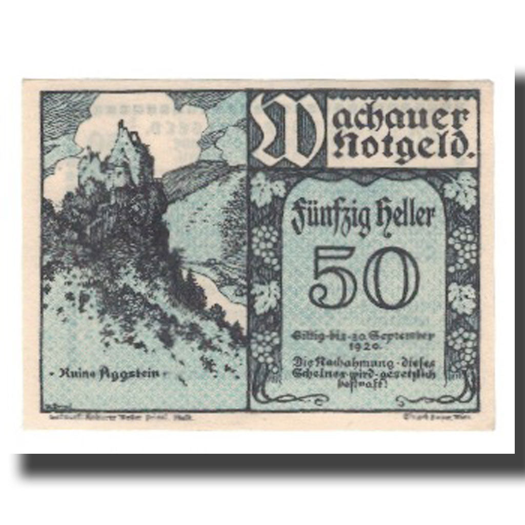 Banknote, Austria, Wachauer Notgeld-Aggstein N.Ö. Gemeinde, 50 Heller, Texte 6