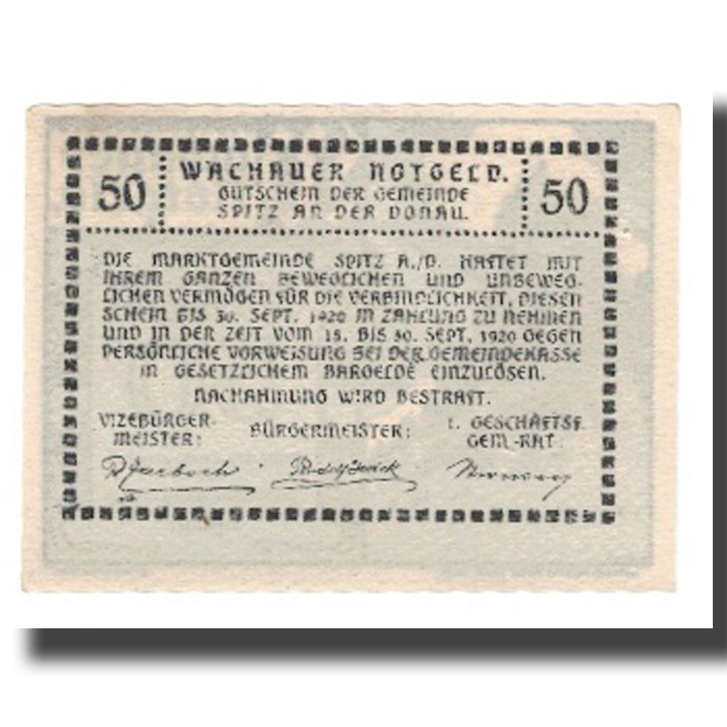 Banknote, Austria, Wachauer Notgeld-Aggstein N.Ö. Gemeinde, 50 Heller, Texte 6