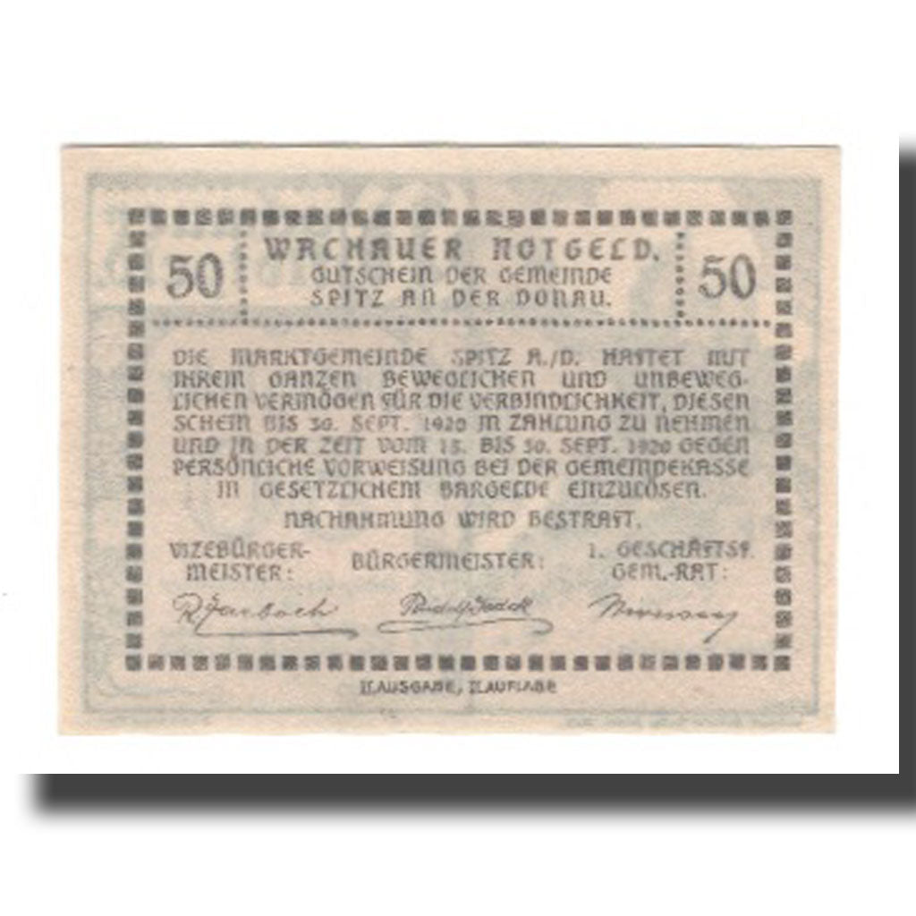Banknot, Austria, Wachauer Notgeld-Aggstein N.Ö. Gemeinde, 50 Heller, Texte 7