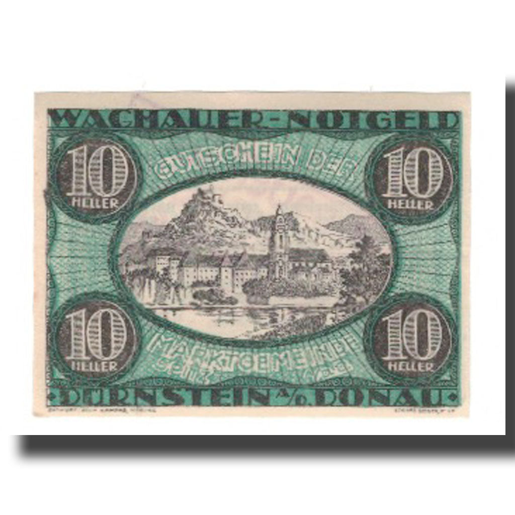 Banknote, Austria, Wachauer Notgeld Dürnstein N.Ö. Gemeinde, 10 Heller, texte