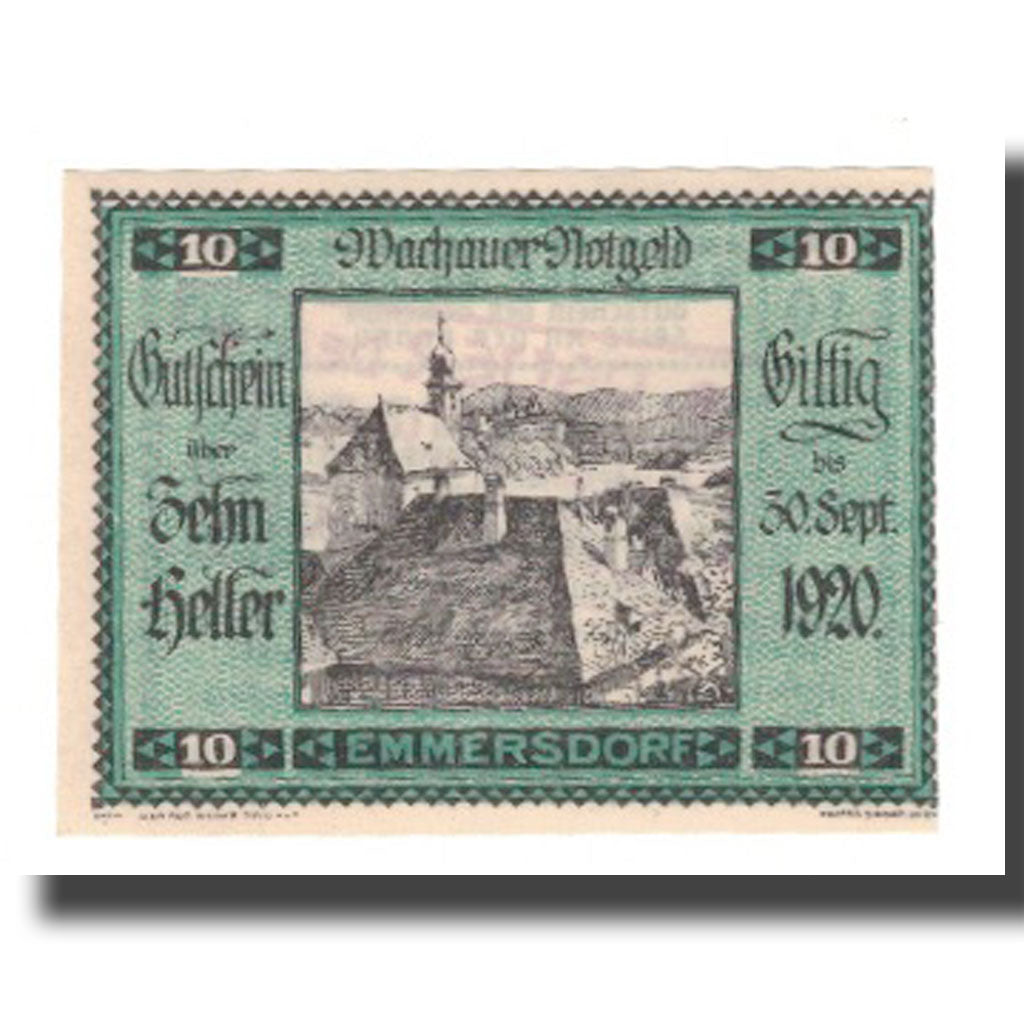 Banknote, Austria, Wachauer Notgeld Emmersdorf N.Ö. Gemeinde, 10 Heller, Texte