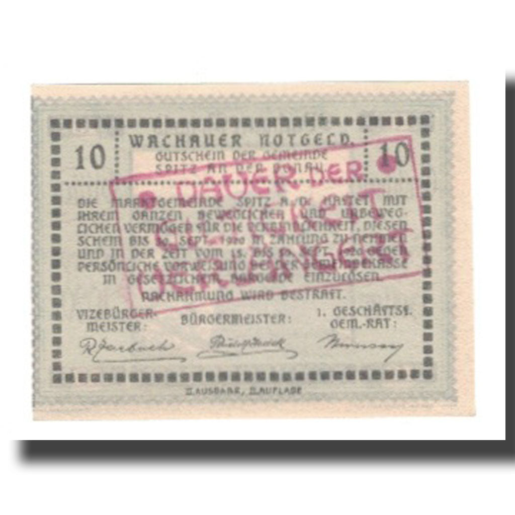 Banknote, Austria, Wachauer Notgeld Emmersdorf N.Ö. Gemeinde, 10 Heller, Texte