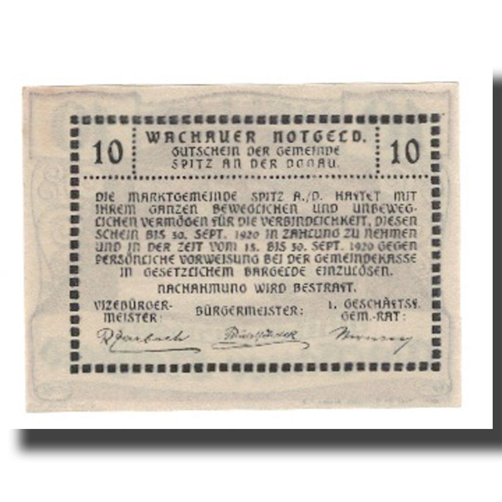 Banknote, Austria, Wachauer Notgeld Mitter-Arnsdorf Gemeinde, 10 Heller, Texte