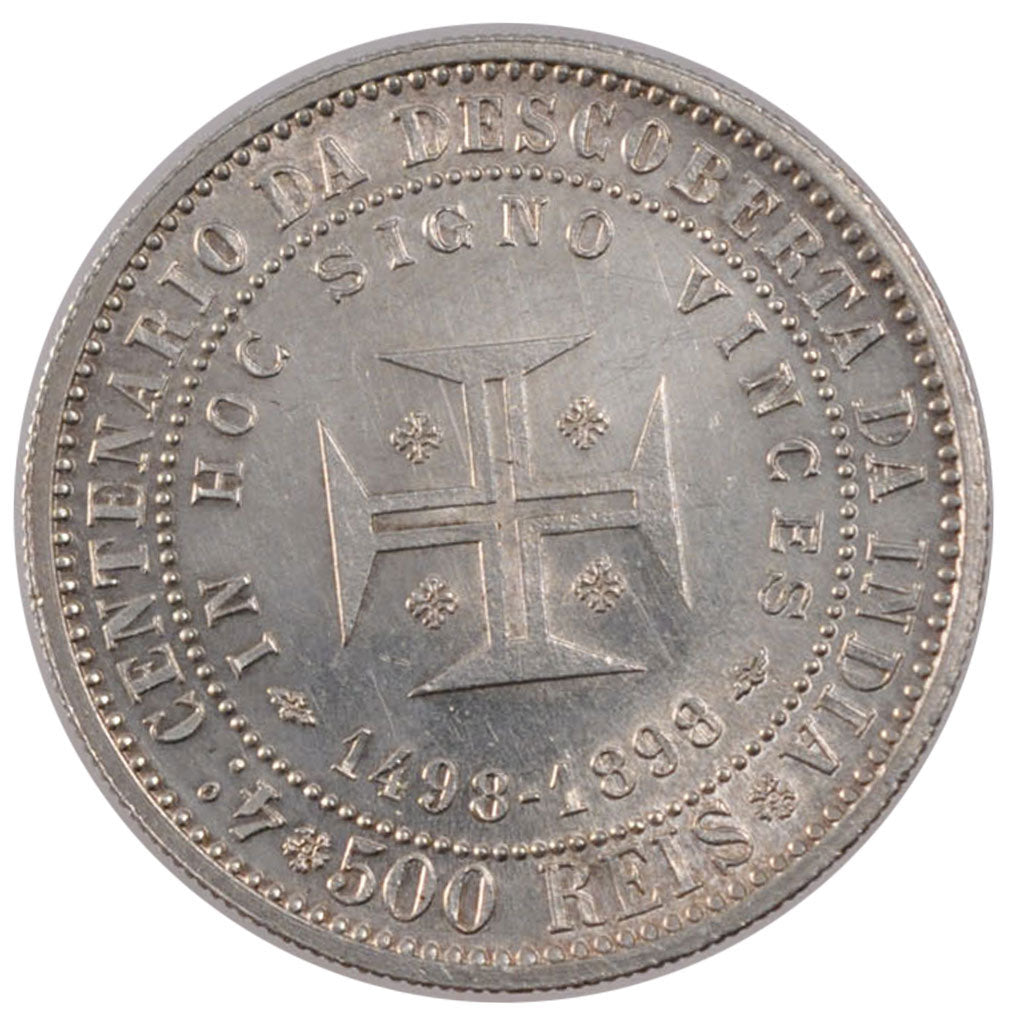 PORTUGAL, 500 Reis, 1898, Lisbon, KM #538, AU(55-58), Silver, 12.50