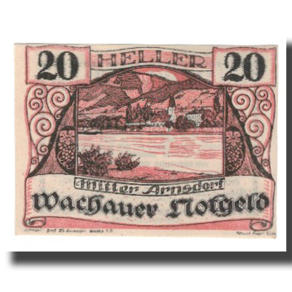 Banknote, Austria, Wachauer Notgeld Mitter-Arnsdorf Gemeinde, 20 Heller, Texte