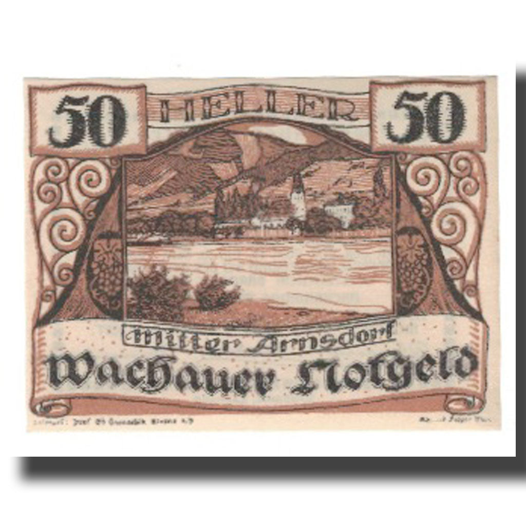 Banknote, Austria, Wachauer Notgeld Mitter-Arnsdorf Gemeinde, 50 Heller, Texte