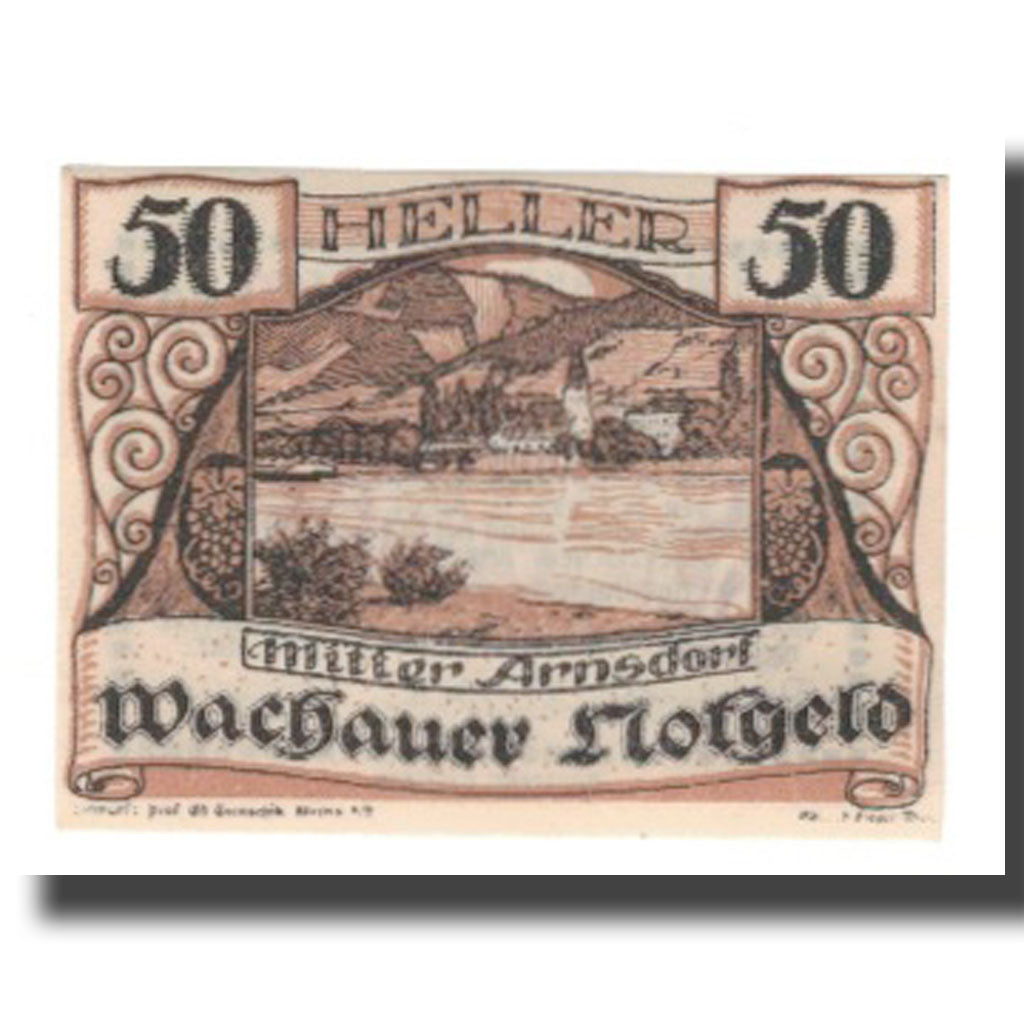 Banknote, Austria, Wachauer Notgeld Mitter-Arnsdorf Gemeinde, 50 Heller, Texte
