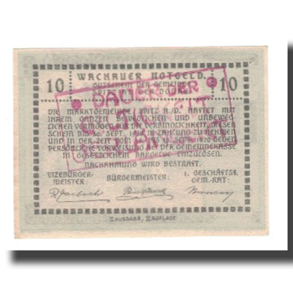 Banknote, Austria, Wachauer Notgeld Schloß Ranna-Mühldorf Gemeinde, 10 Heller
