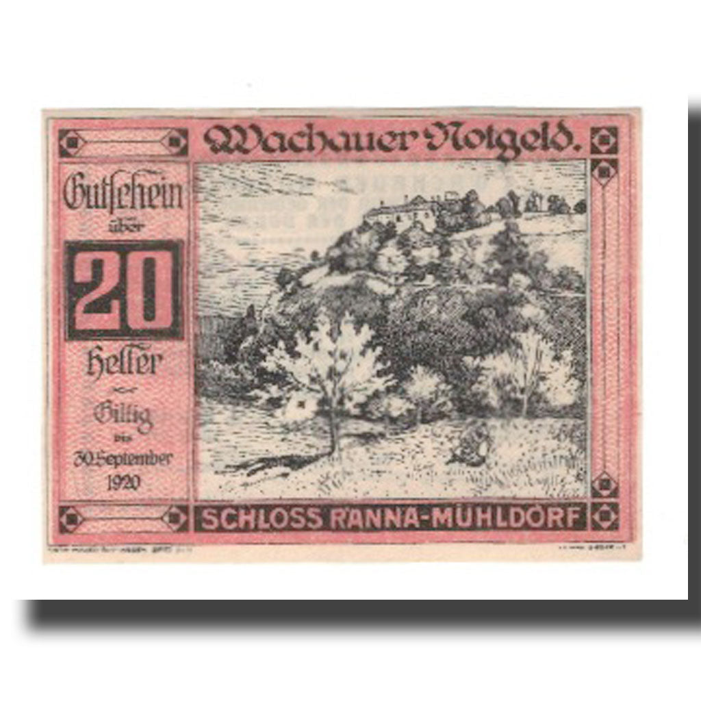 Banknote, Austria, Wachauer Notgeld Schloß Ranna-Mühldorf Gemeinde, 20 Heller