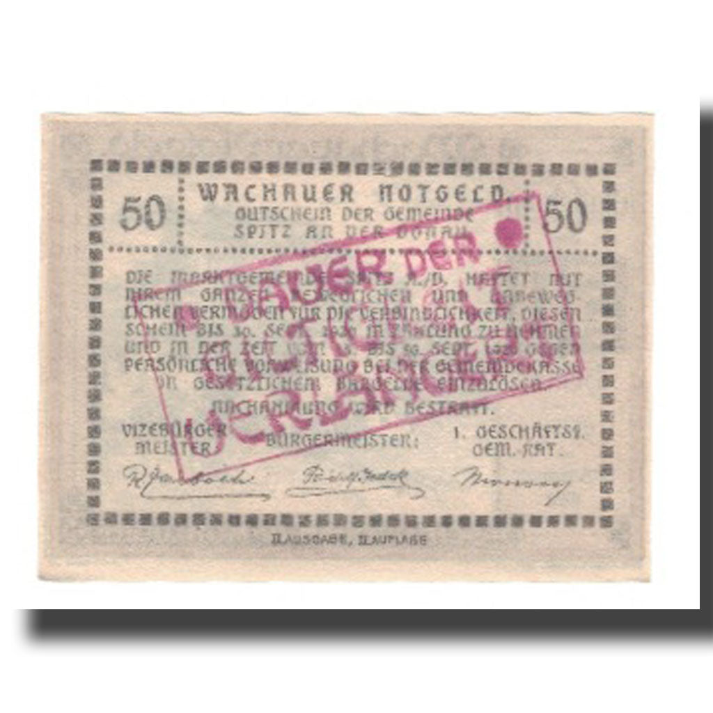 Banknote, Austria, Wachauer Notgeld Schloß Ranna-Mühldorf Gemeinde, 50 Heller