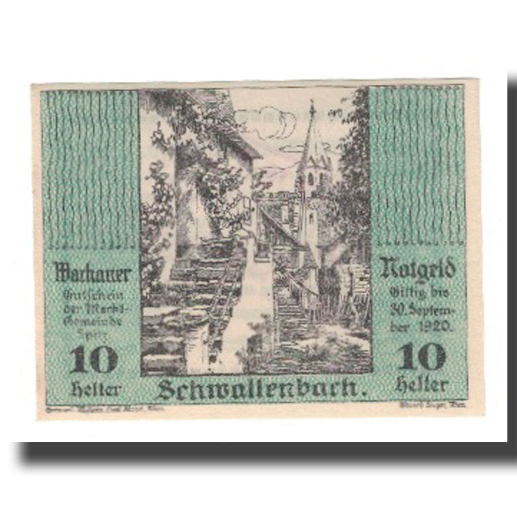 Banknote, Austria, Wachauer Notgeld Schwallenbach N.Ö. Gemeinde, 10 Heller