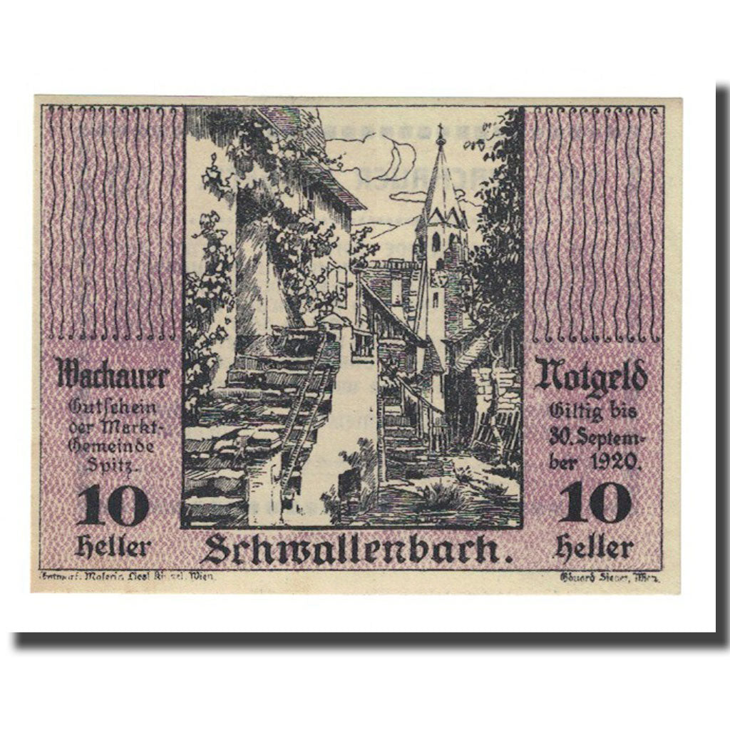 Banknote, Austria, Wachauer Notgeld Schwallenbach N.Ö. Gemeinde, 10 Heller