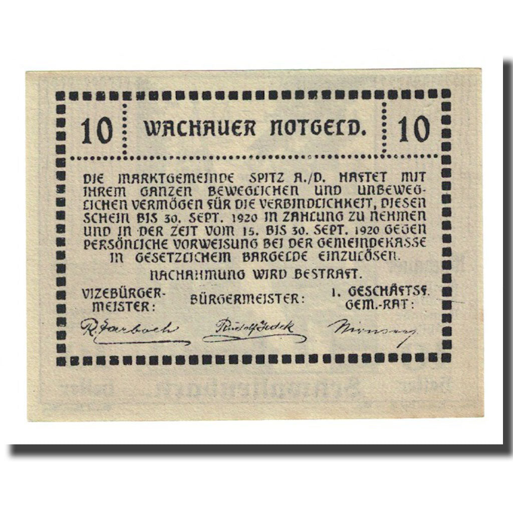 Banknote, Austria, Wachauer Notgeld Schwallenbach N.Ö. Gemeinde, 10 Heller