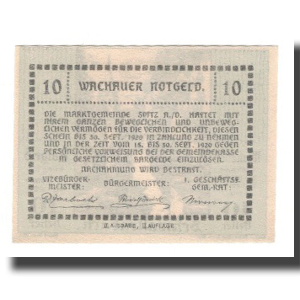 Banknote, Austria, Wachauer Notgeld Schwallenbach N.Ö. Gemeinde, 10 Heller