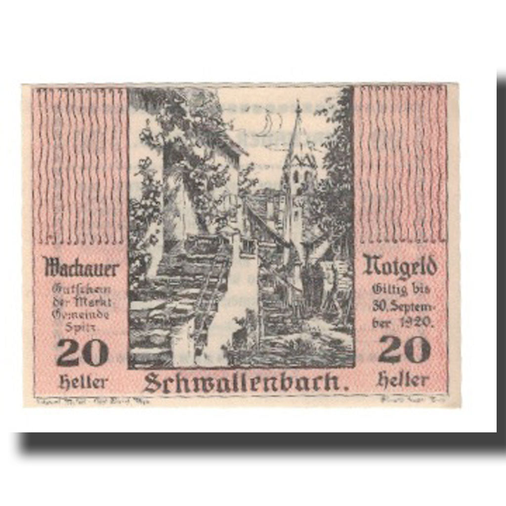 Banknote, Austria, Wachauer Notgeld Schwallenbach N.Ö. Gemeinde, 20 Heller