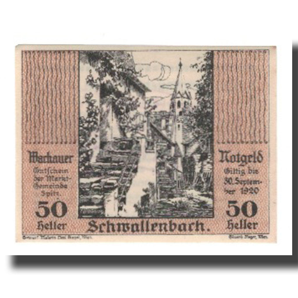 Banknote, Austria, Wachauer Notgeld Schwallenbach N.Ö. Gemeinde, 50 Heller