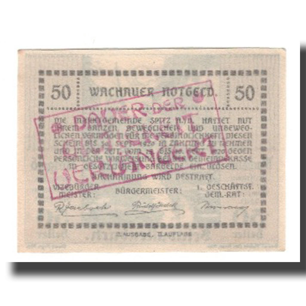 Banknote, Austria, Wachauer Notgeld Schwallenbach N.Ö. Gemeinde, 50 Heller
