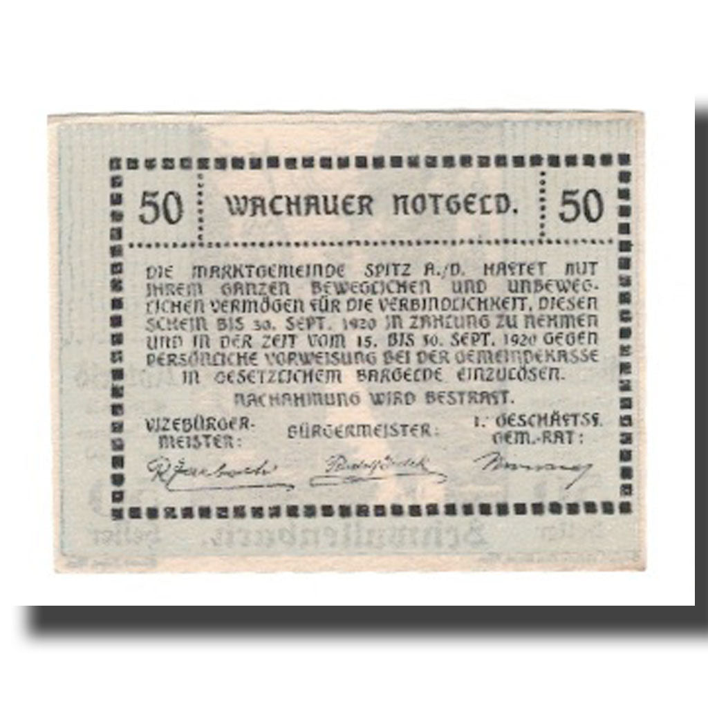 Banknote, Austria, Wachauer Notgeld Schwallenbach N.Ö. Gemeinde, 50 Heller
