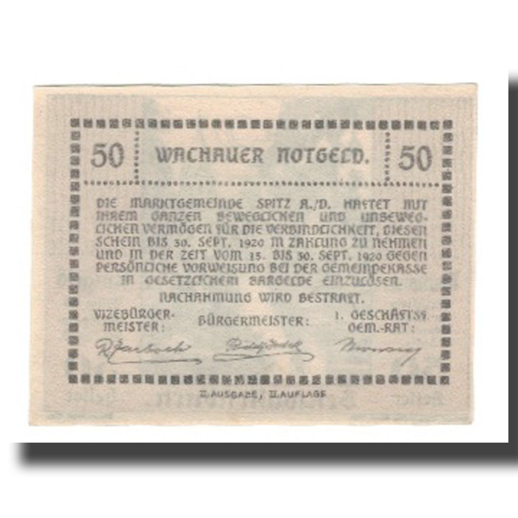 Banknote, Austria, Wachauer Notgeld Schwallenbach N.Ö. Gemeinde, 50 Heller