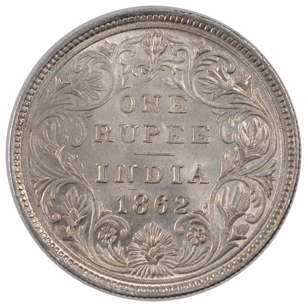 INDIA-BRITISH, 1 Rupee, 1862, KM #473.1, MS(60-62), Silver, 30.78, 11.66