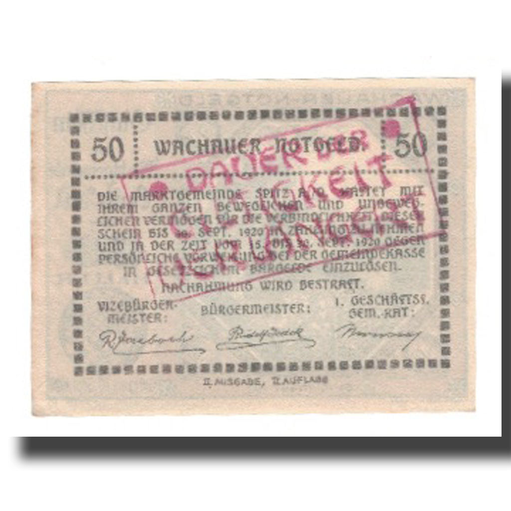 Banknote, Austria, Wachauer Notgeld St. Michael N.Ö. Gemeinde, 50 Heller, Texte