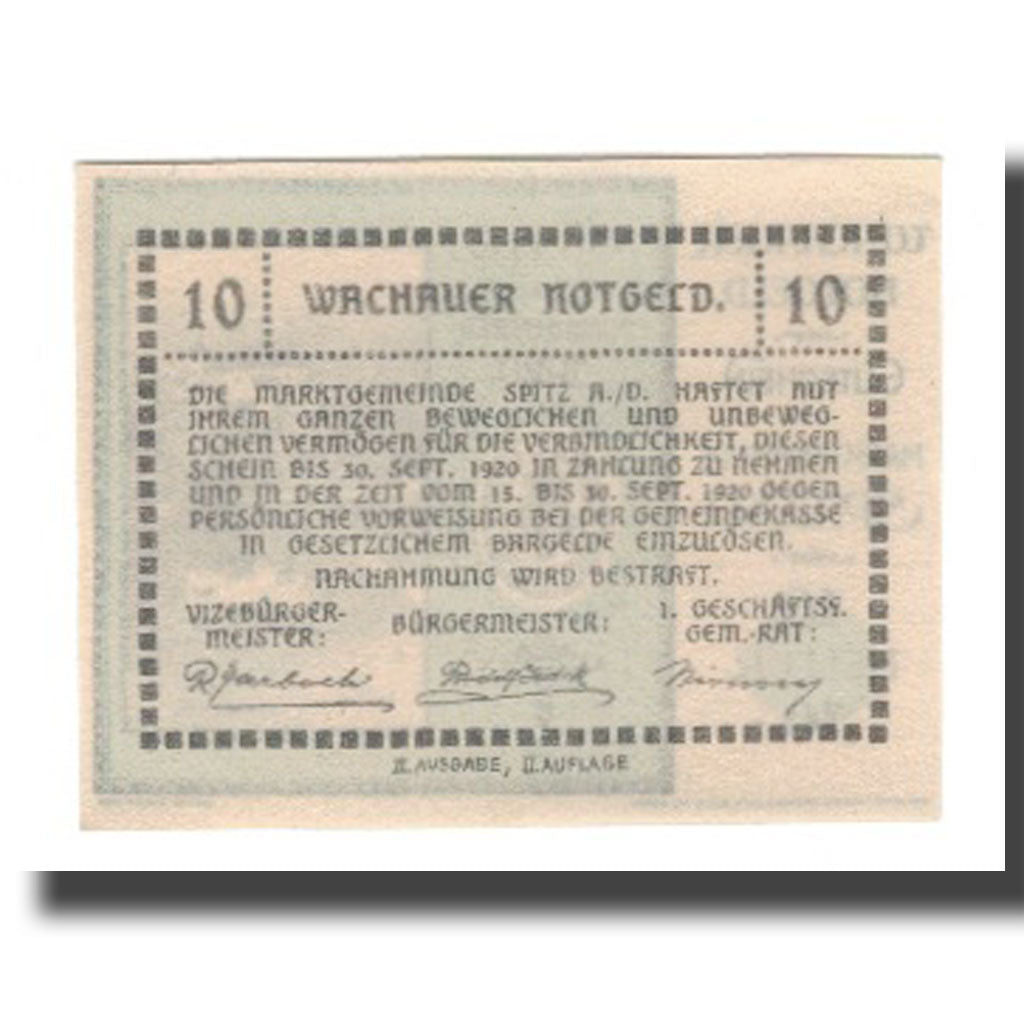 Banknote, Austria, Wachauer Notgeld Schönbühel N.Ö. Gemeinde, 10 Heller