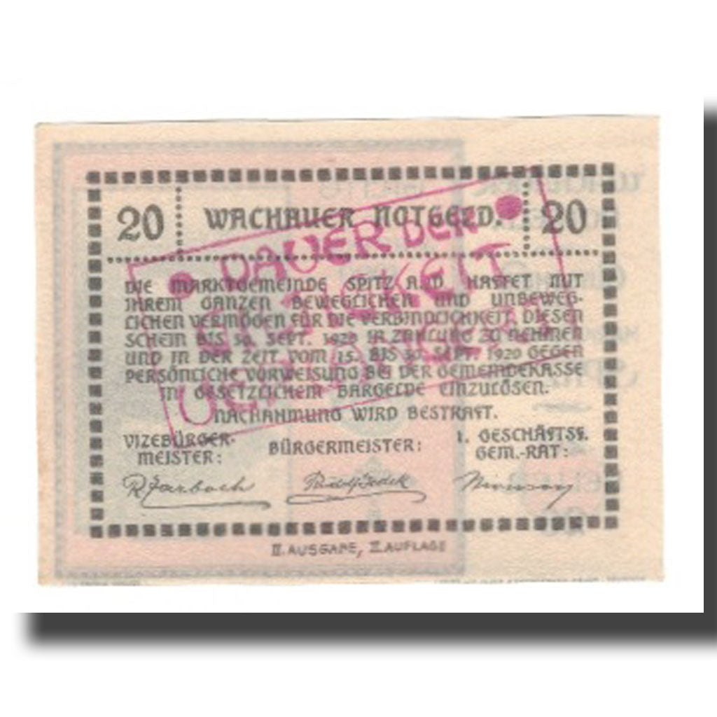 Banknote, Austria, Wachauer Notgeld Schönbühel N.Ö. Gemeinde, 20 Heller