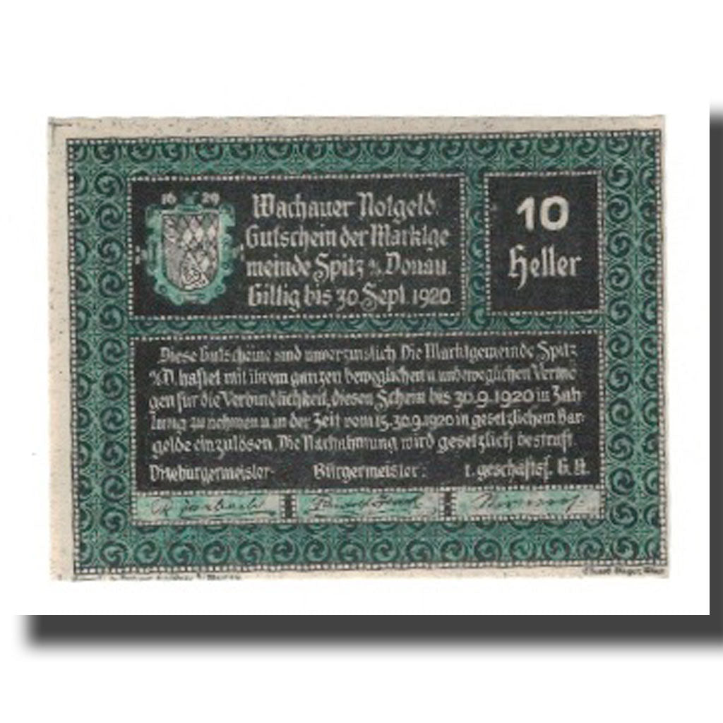 Banknote, Austria, Wachauer Notgeld - Spitz - Kirche N.Ö. Gemeinde, 10 Heller