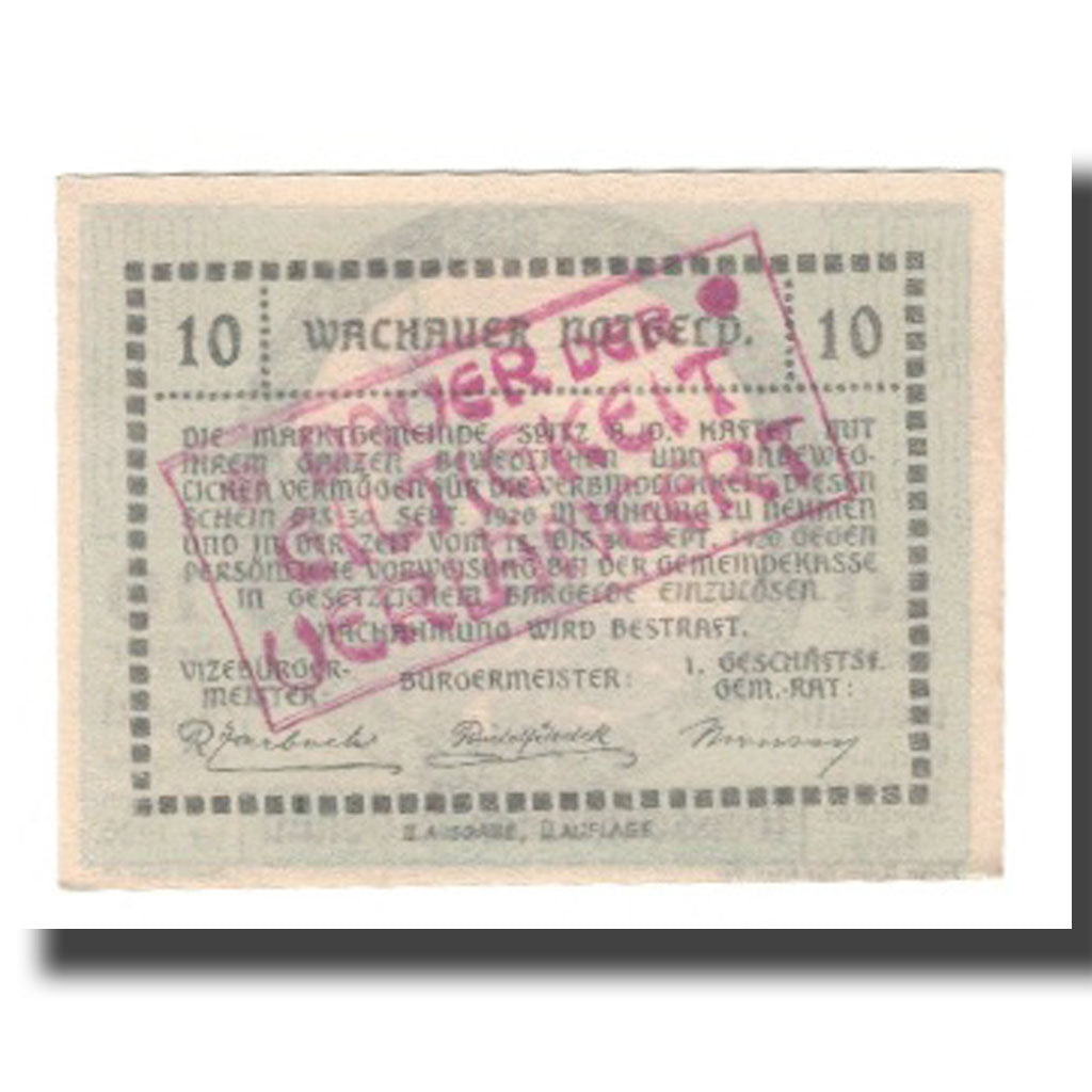 Banknote, Austria, Wachauer Notgeld Weißenkirchen Gemeinde, 10 Heller, texte 1