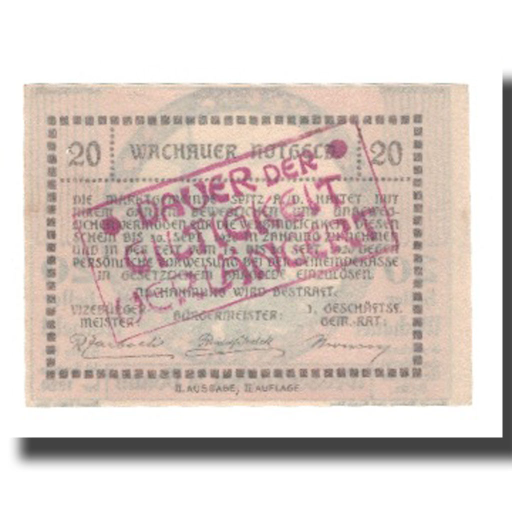 Banknote, Austria, Wachauer Notgeld Weißenkirchen Gemeinde, 20 Heller, Texte 3