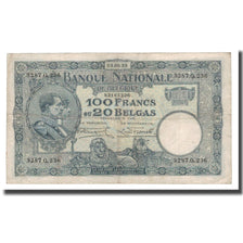 Nota, Bélgica, 100 Francs-20 Belgas, 1927, 1932-06-23, KM:102, VF(30-35)