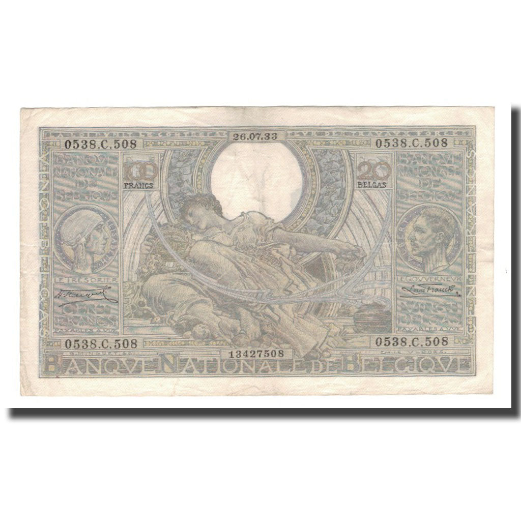 Banconote, Belgio, 100 Francs-20 Belgas, 1933, 1933-07-26, KM:107, BB