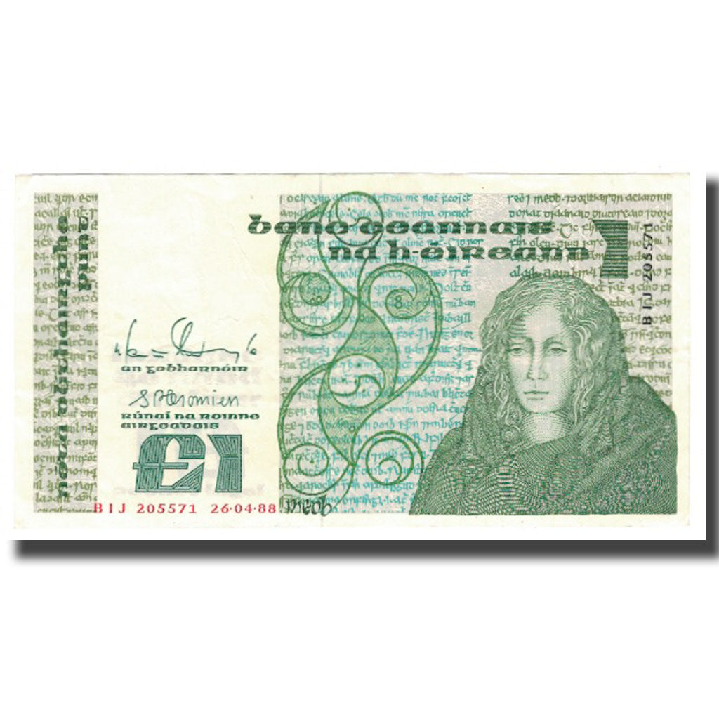 Geldschein, Ireland - Republic, 1 Pound, 1977-1989, 1988-04-26, KM:70d, VZ