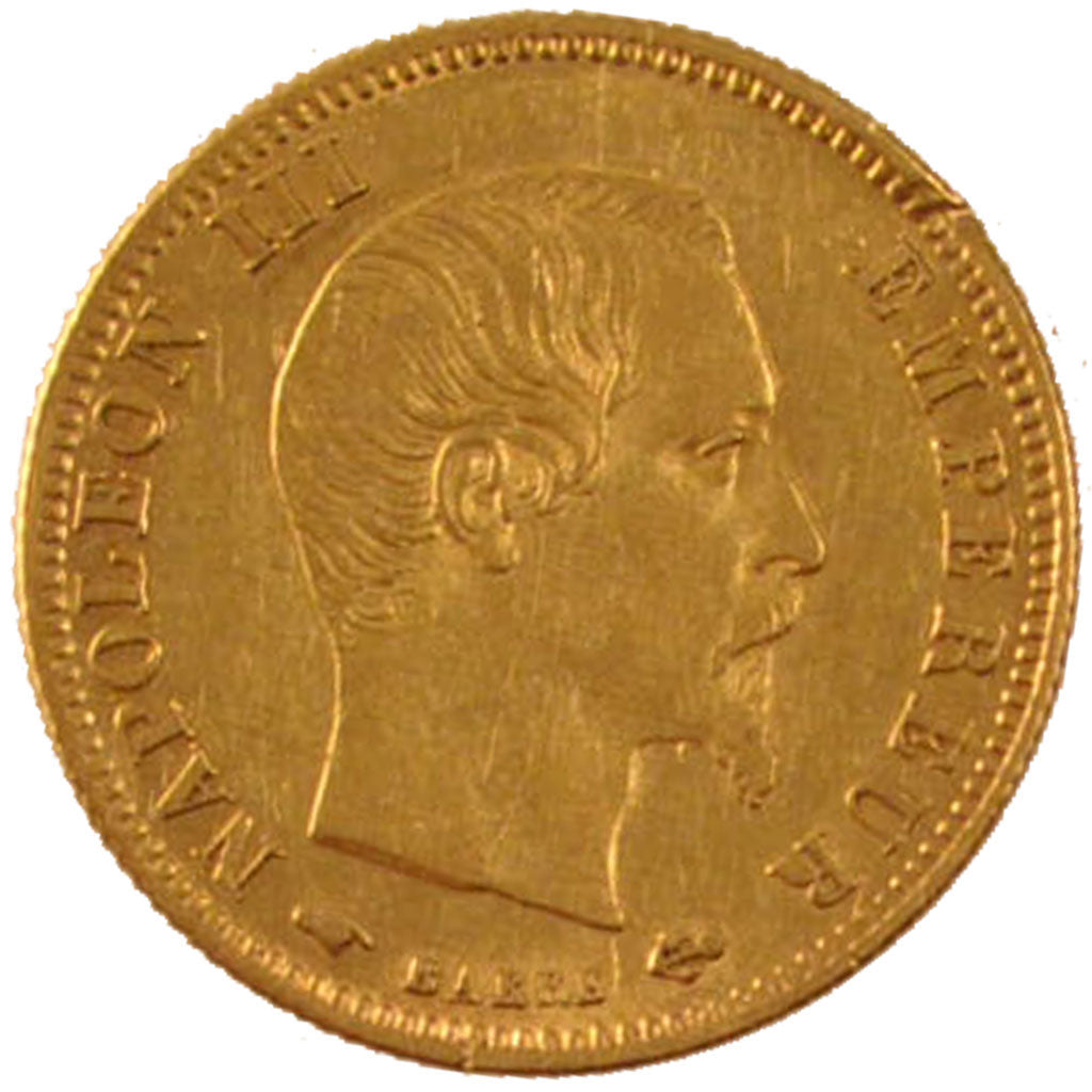 FRANCE, 5 Francs, 1859, Paris, EF(40-45), Gold, Gadoury #1001, 1.59