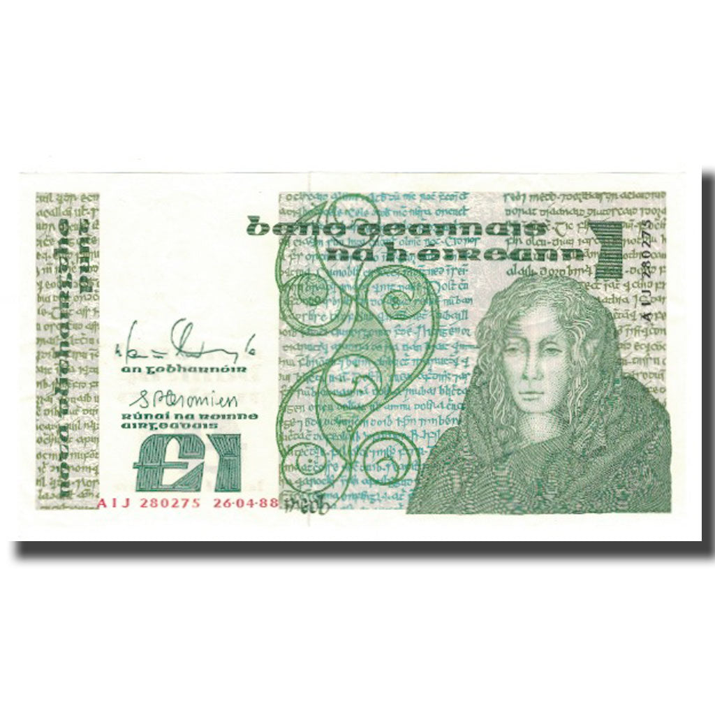 Geldschein, Ireland - Republic, 1 Pound, 1977-1989, 1988-04-26, KM:70d, VZ+
