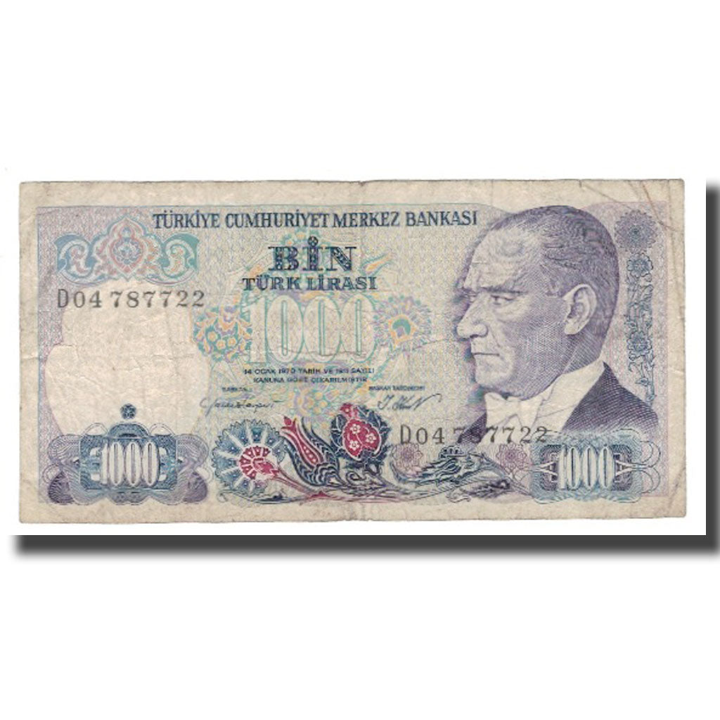 Geldschein, Türkei, 1000 Lira, 1970, 1970-01-14, KM:196, SGE+