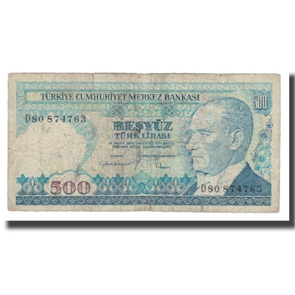 Biljet, Turkije, 500 Lira, 1970, 1970-01-14, KM:195, B