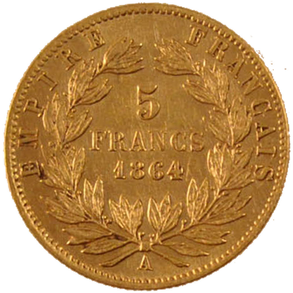 Francia, Napoleon III, Napoléon III, 5 Francs, 1864, Paris, BB+, Oro, KM:803...