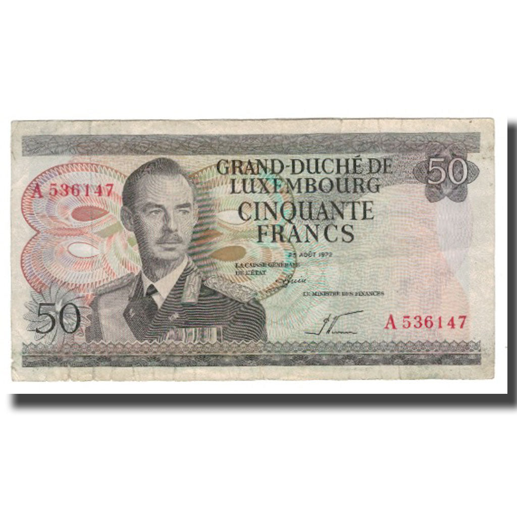 Banknote, Luxembourg, 50 Francs, 1966-1972, 1972-08-25, KM:55a, VF(20-25)