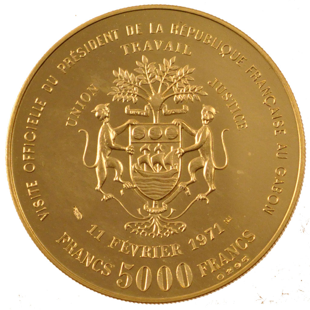 GABON, 5000 Francs, 1971, KM #11, MS(65-70), Gold, 17.50