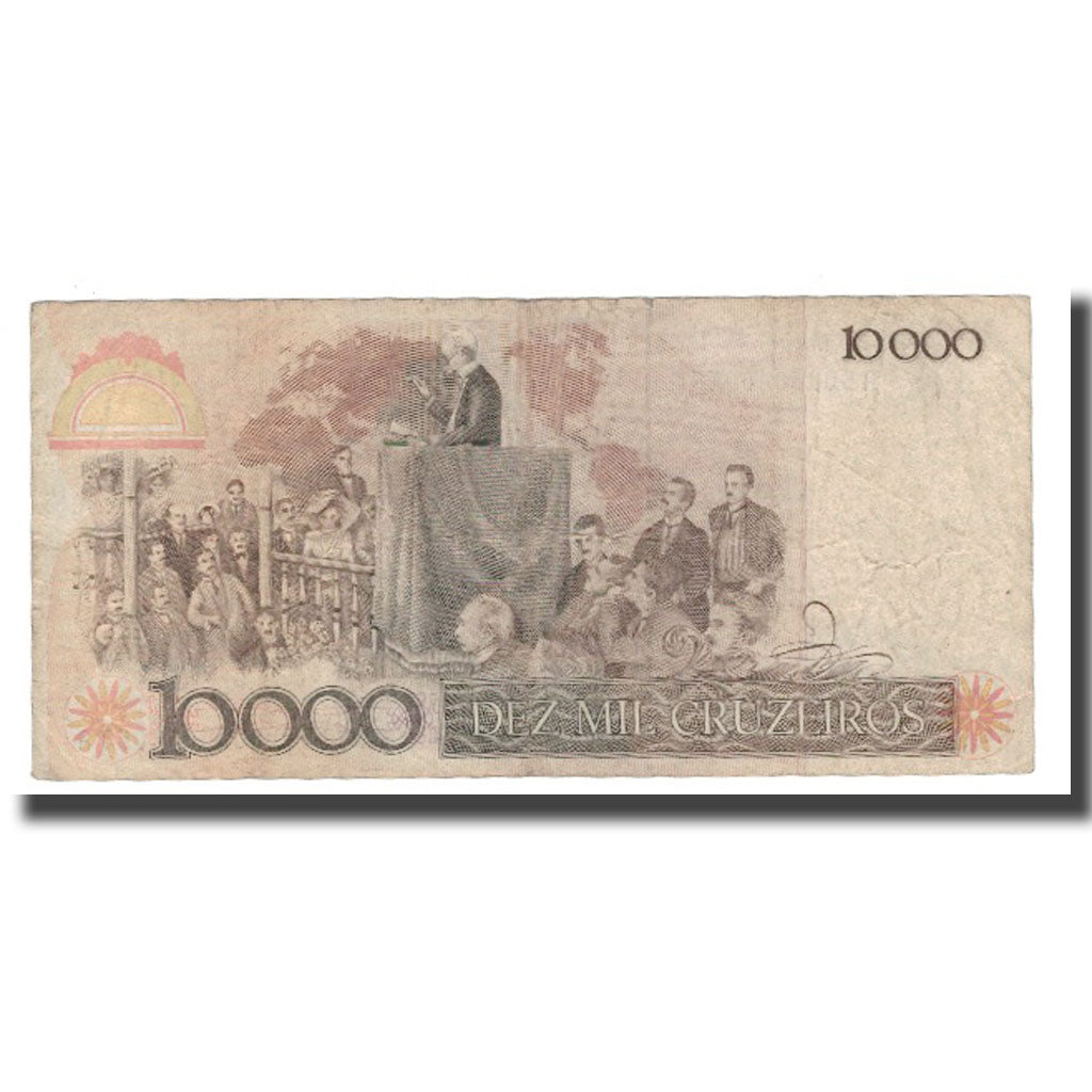 Nota, Brasil, 10 Cruzados on 10,000 Cruzeiros, Undated (1986), KM:206, VF(20-25)