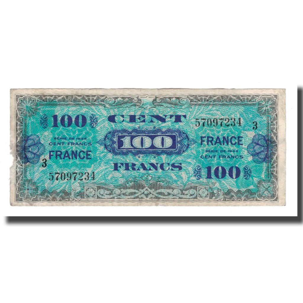 Frankrijk, 100 Francs, 1945 Verso France, 1944, B, Fayette:25.03, KM:123c