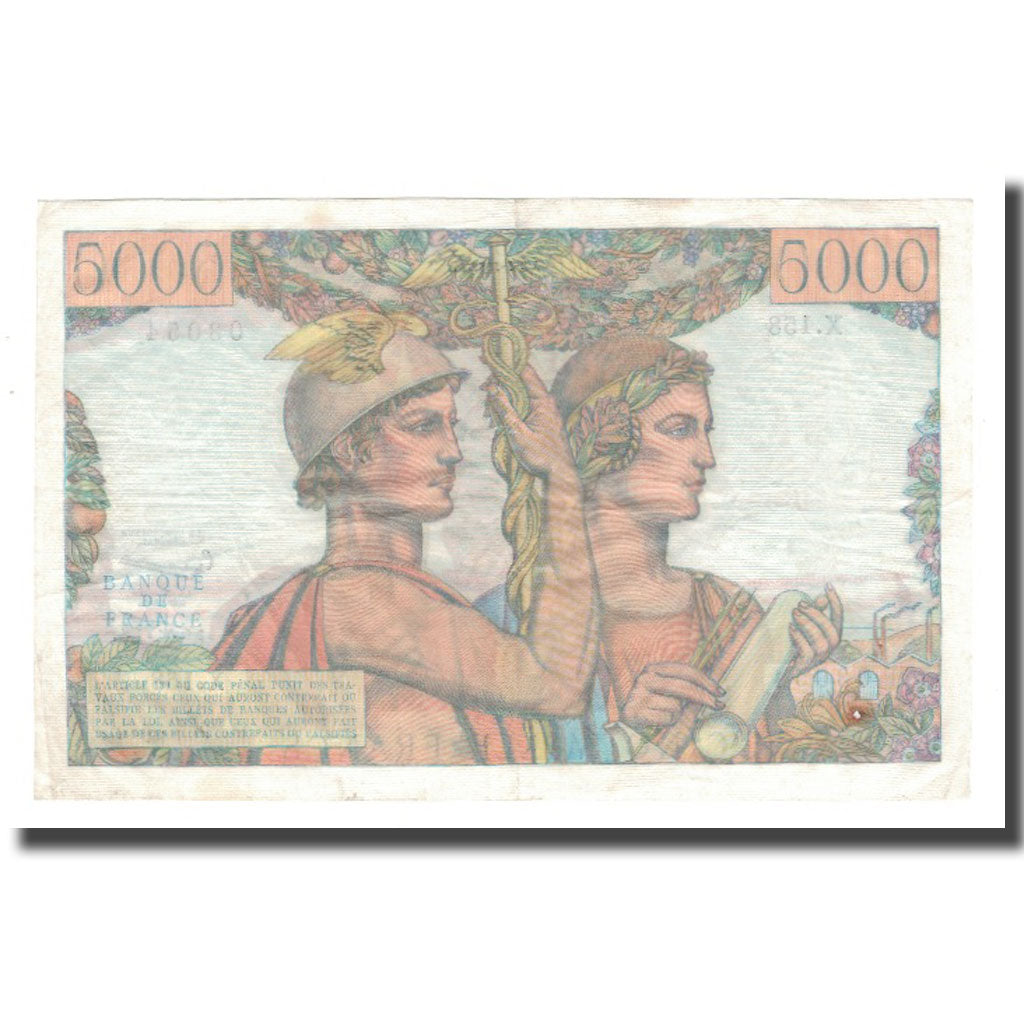 France, 5000 Francs, Terre et Mer, 1957, 1957-05-02, AU(50-53), Fayette:48.14
