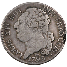 FRANCE, ½ écu de 3 livres françois, 1/2 ECU, 3 Livres, 1793, Paris, KM #613.1, V