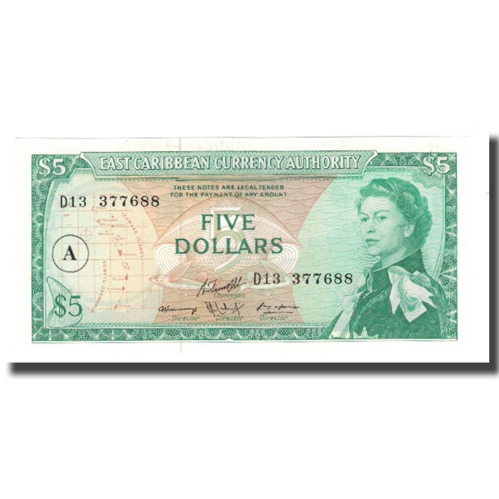 Banconote, Stati dei Caraibi Orientali, 5 Dollars, Undated (1965), KM:14i, FDS