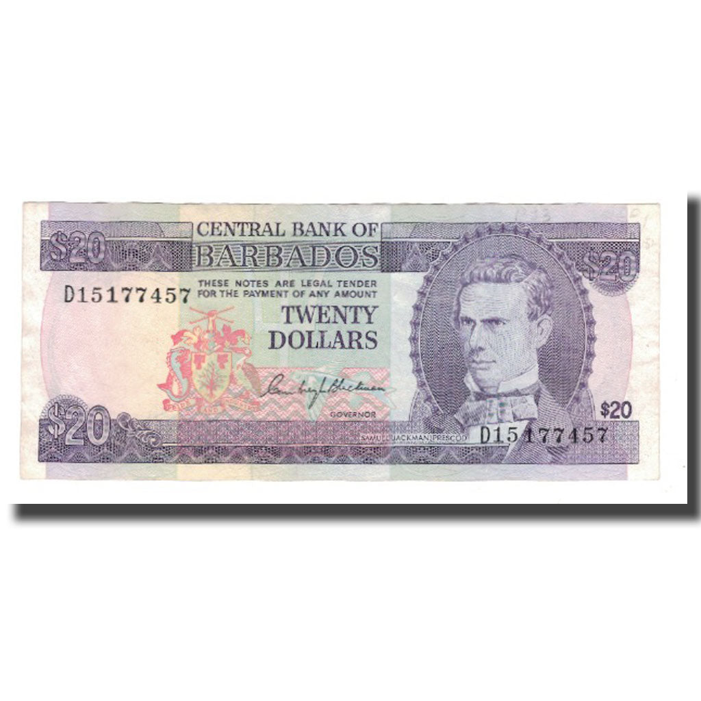 Billet, Barbados, 20 Dollars, Undated (1973), KM:34a, TTB