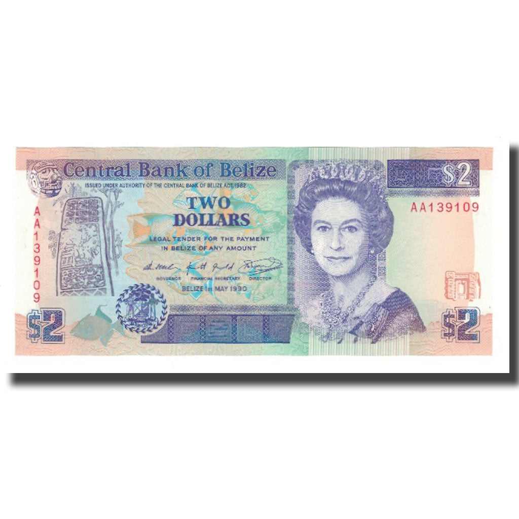 Banknot, Belize, 2 Dollars, 1990, 1990-05-01, KM:52a, UNC(65-70)