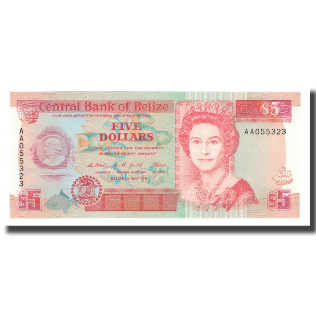 Banconote, Belize, 5 Dollars, 1990, 1990-05-01, KM:53a, SPL