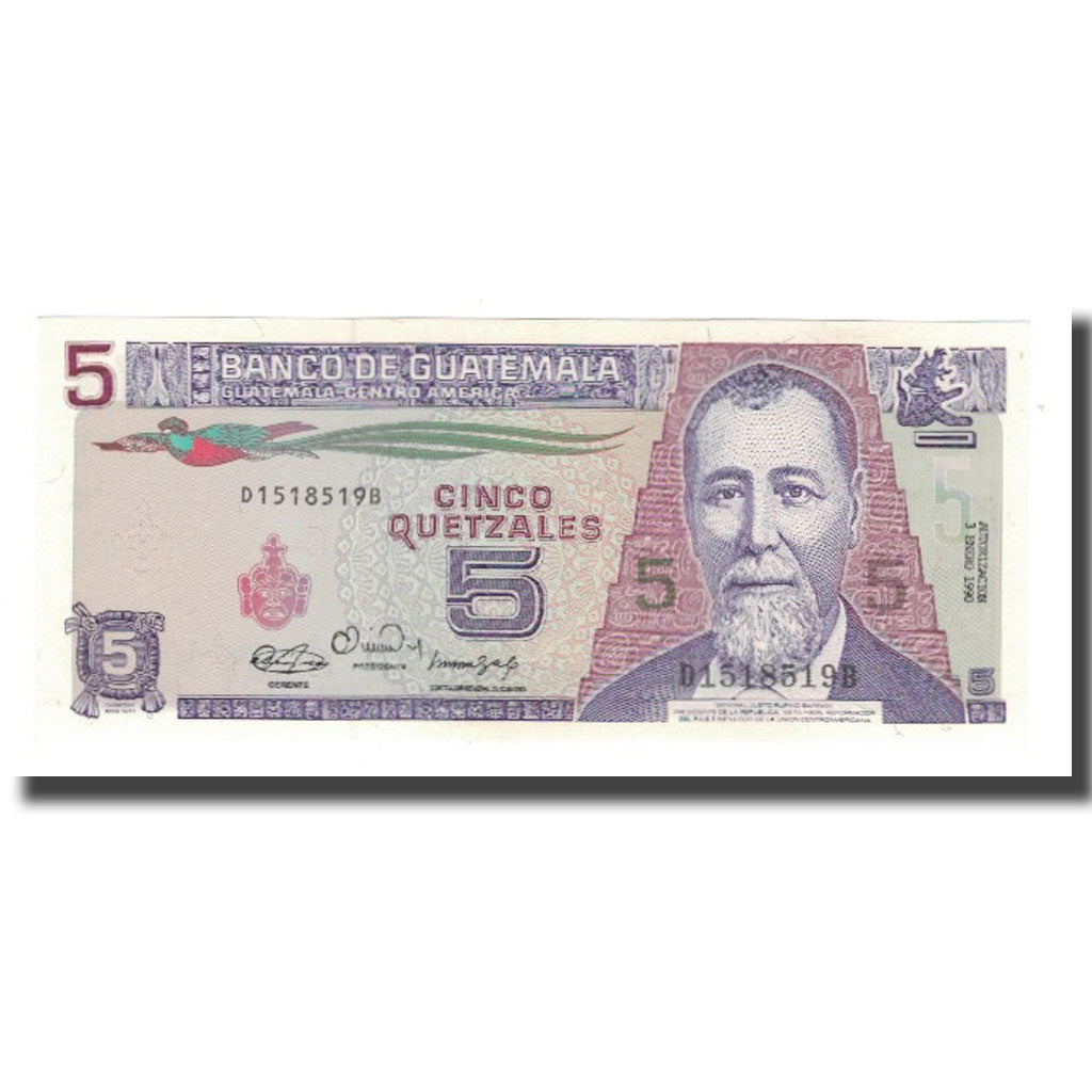 Banknote, Guatemala, 5 Quetzales, 1990, 1990-01-03, KM:74a, UNC(65-70)